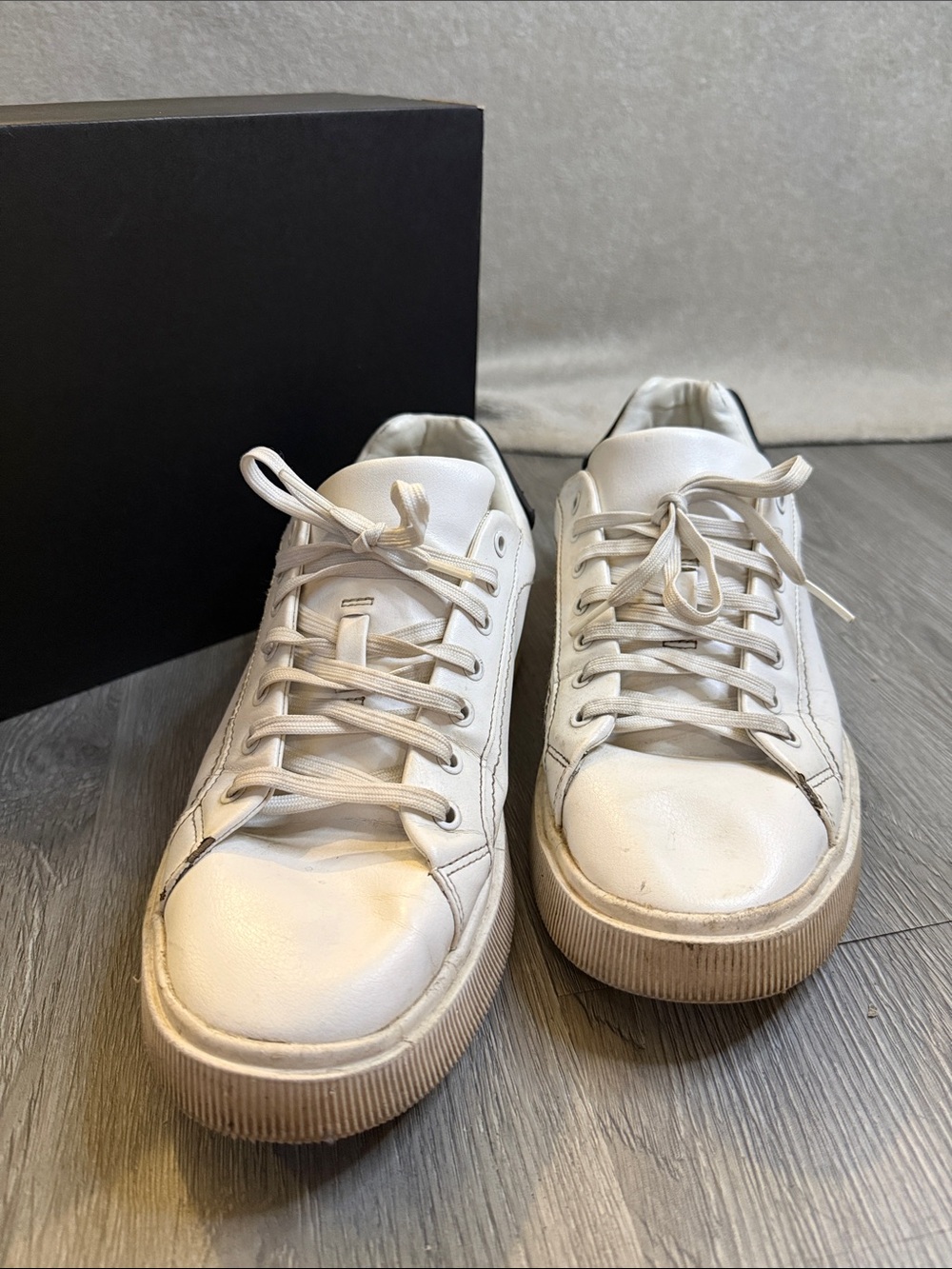 Zara White Leather Lace-Up Sneakers - size 42